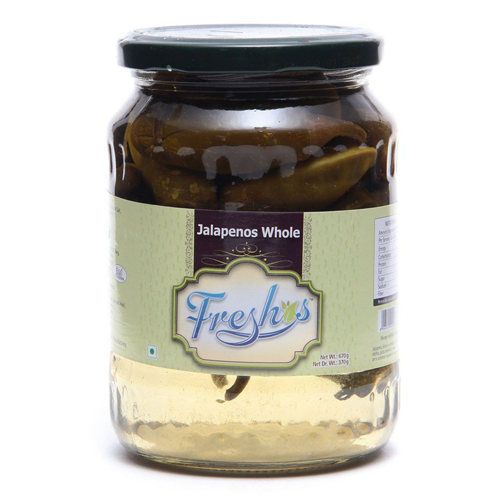 Freshos Gherkins Whole (Bottle), 680 g Freshos Jalapenos Whole