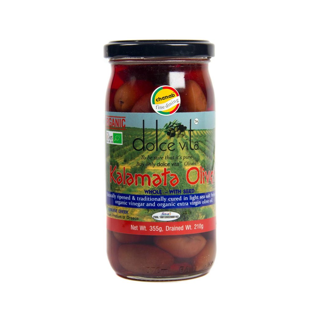 Dolce Vita Organic Whole Kalamata Olives in Brine, 210g Vedant Food